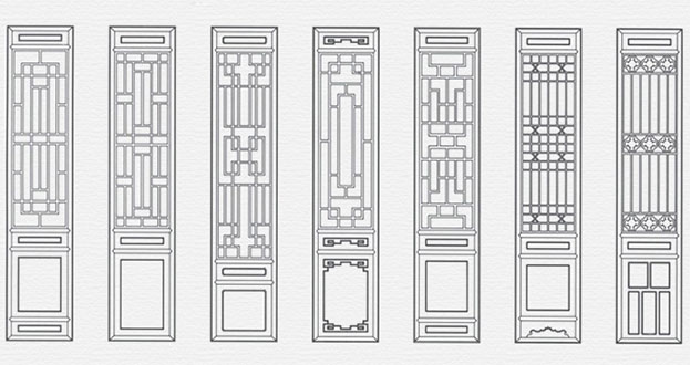 清河常用中式仿古花窗图案隔断设计图